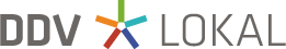 DDV Lokal Text-Logo mit buntem Asterisk in der Mitte