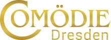 Textlogo Comödie Dresden in Gold Optik